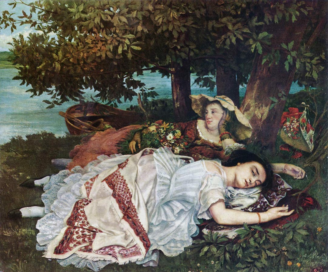 Artwork Image: The Young Ladies on the Banks of the Seine (Summer) (1856) by Gustave Courbet