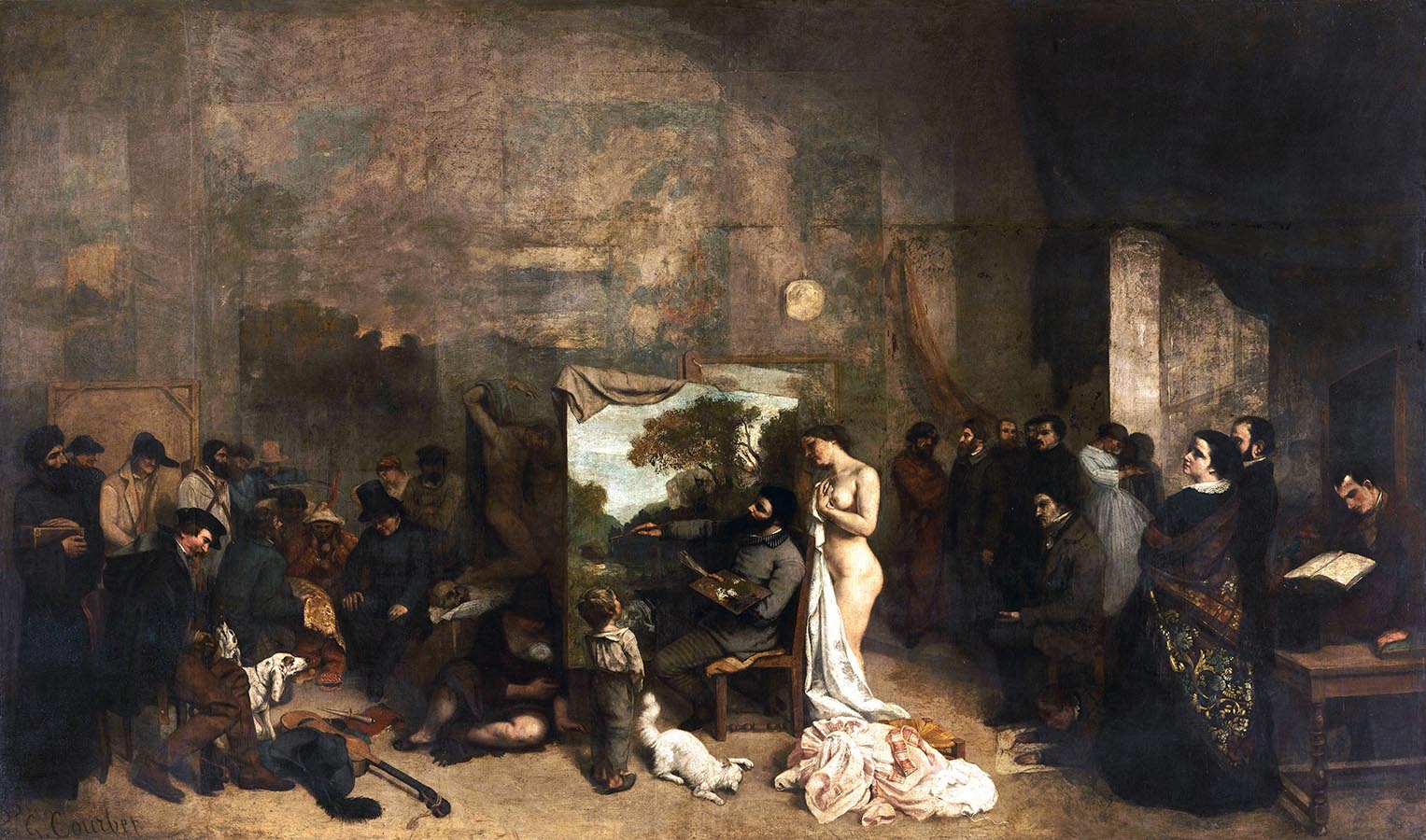 Artwork Image: The Painters Studio; A Real Allegory (1855) by Gustave Courbet