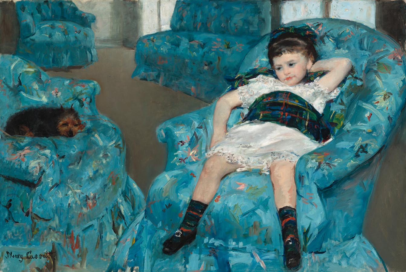 Artwork Image: Little Girl in a Blue Chair (1878) by Mary Cassatt