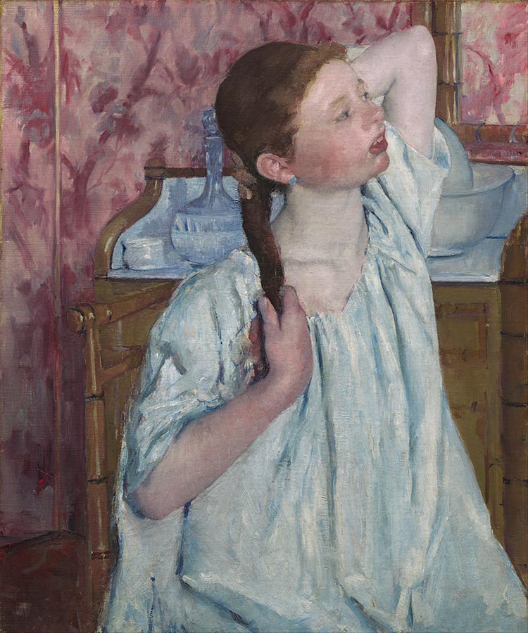 Artwork Image: Girl Arranging Her Hair (1886) by Mary Cassatt