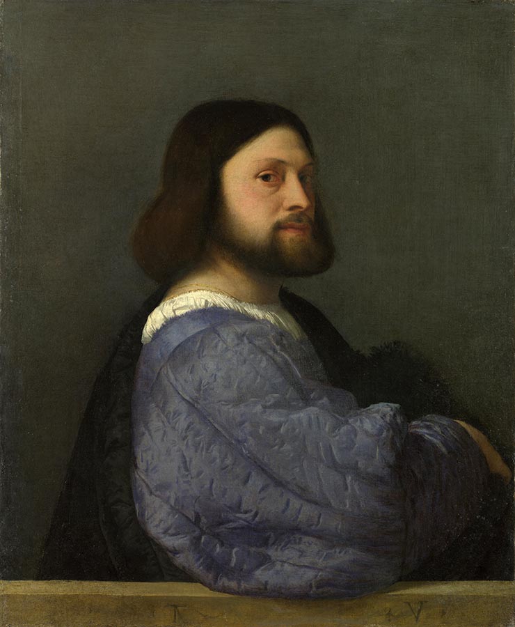 Artwork Image: A Man with a Quilted Sleeve (1509) by Titian