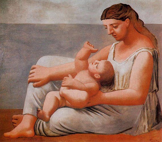 Artwork Image: Woman and Child on the Seashore (1921) by Pablo Picasso