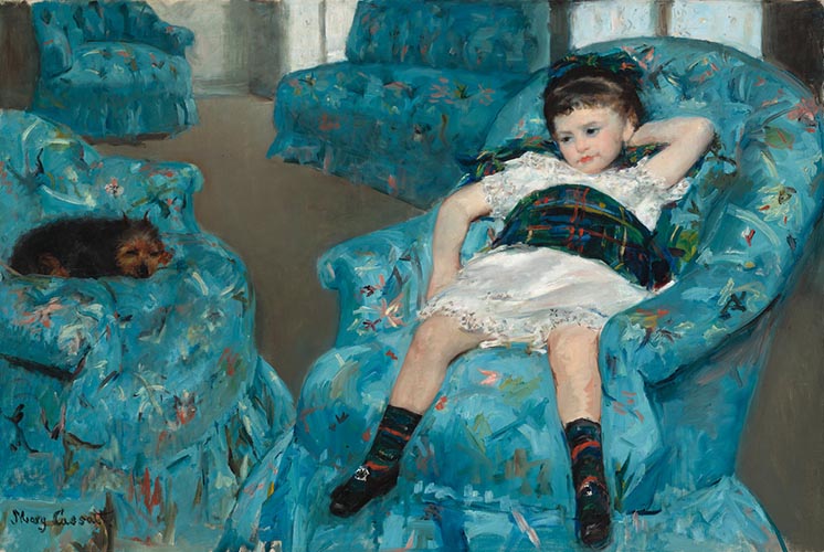 Artwork Image: Little Girl in a Blue Chair (1878) by Mary Cassatt