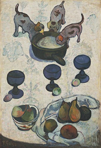 Artwork Image: Still Life with Three Puppies (1888) by Paul Gauguin