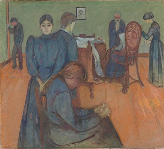 Artwork Image: Death in the sickroom (1892) by Edvard Munch