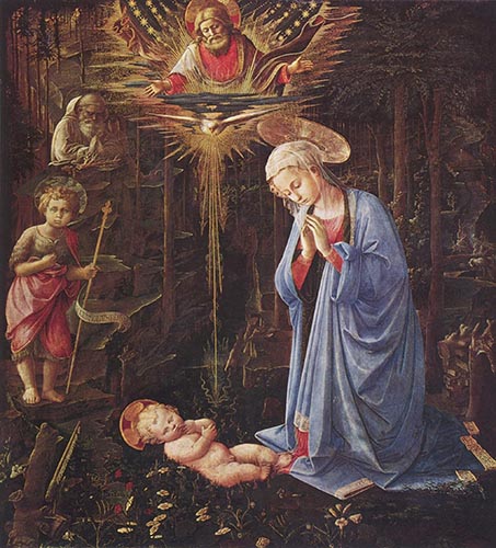 Artwork Image: Adoration in the Forest (1459) by Filippo Lippi