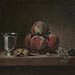 Artwork Image: Still Life with Peaches, a Silver Goblet, Grapes, and Walnuts